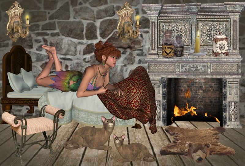 Woman with Cat on Bed — Brown