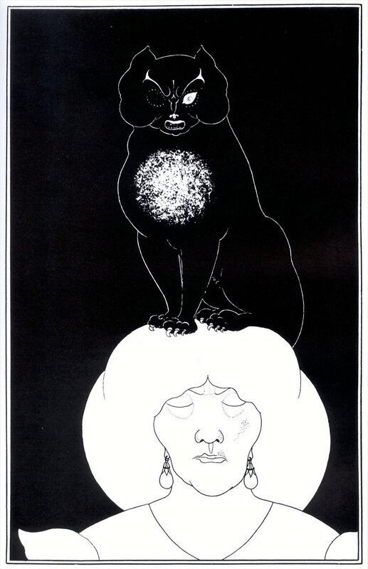 Woman with cat on head