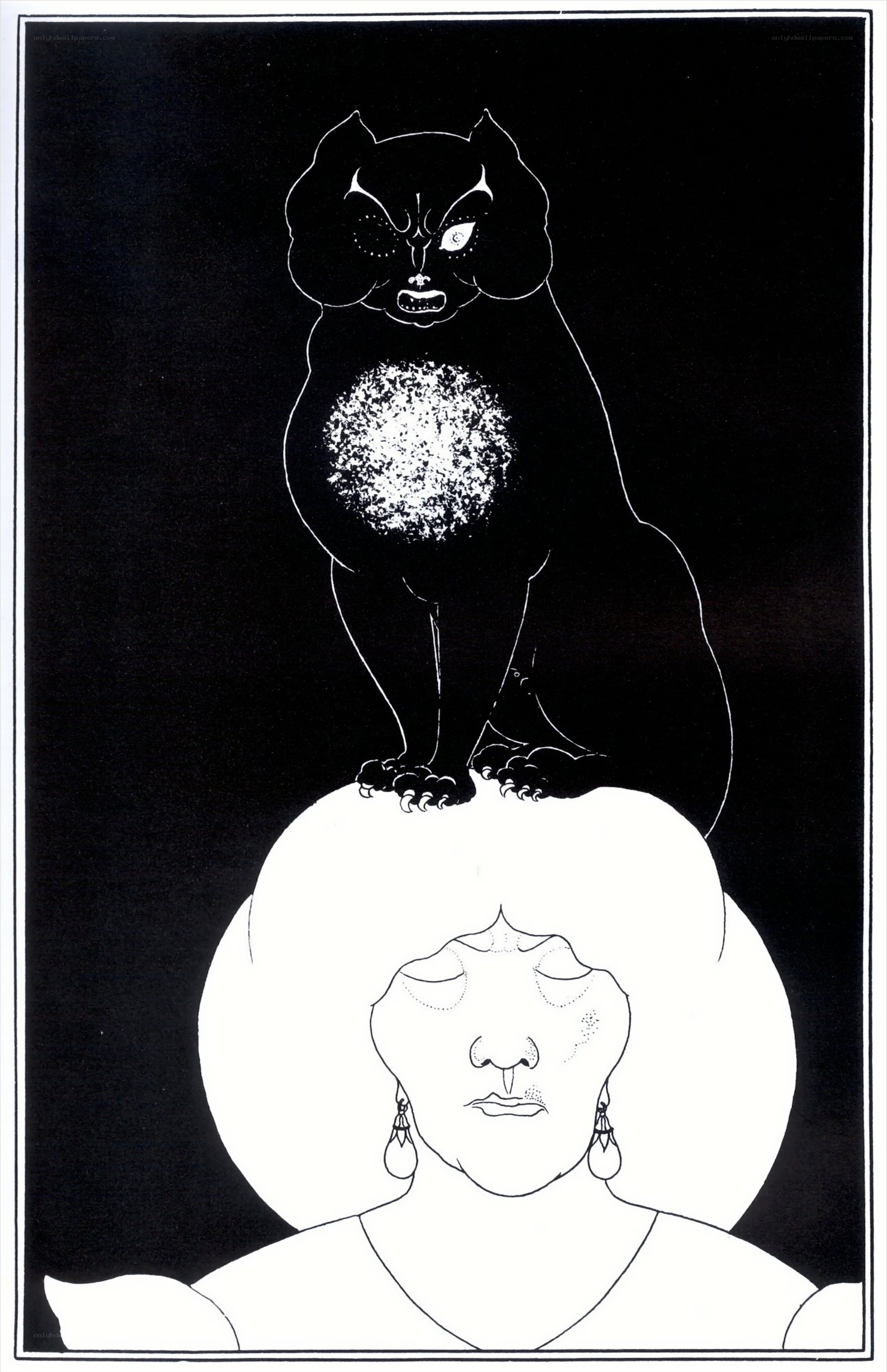 Woman with cat on head