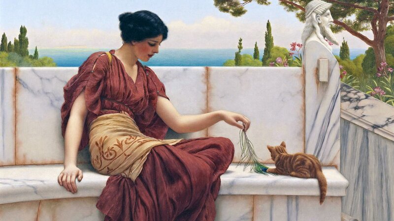 Woman with cat on terrace