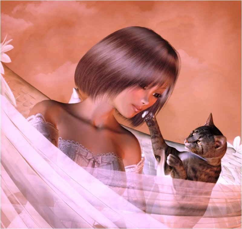Woman with Cat — Pink