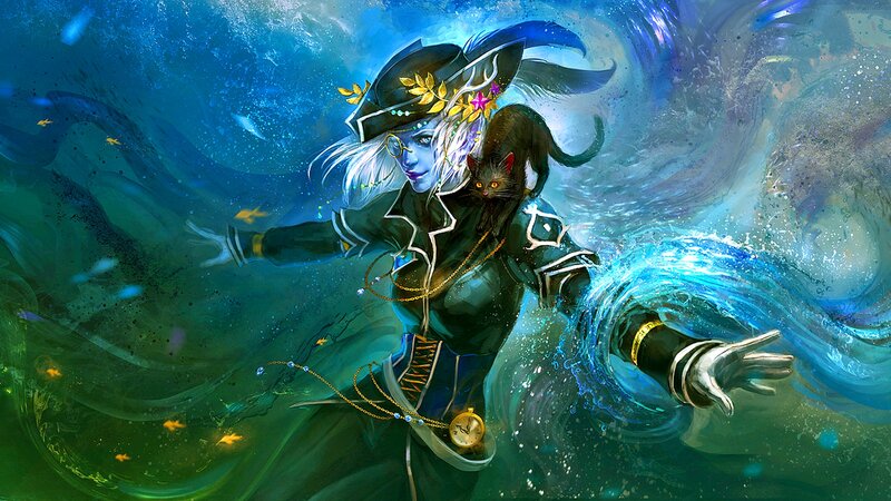 Woman with Cat Underwater