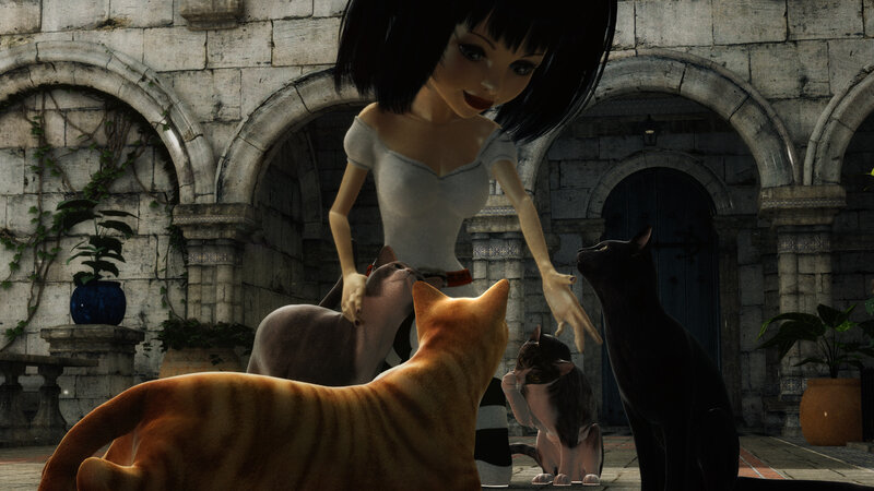 Woman with Cats
