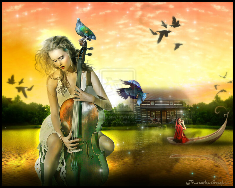 Woman with Cello — Orange