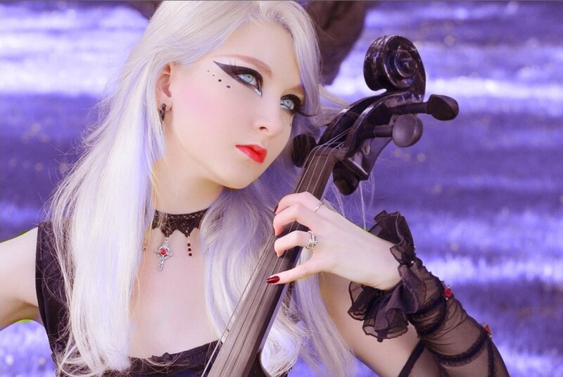 Woman with Cello — Purple