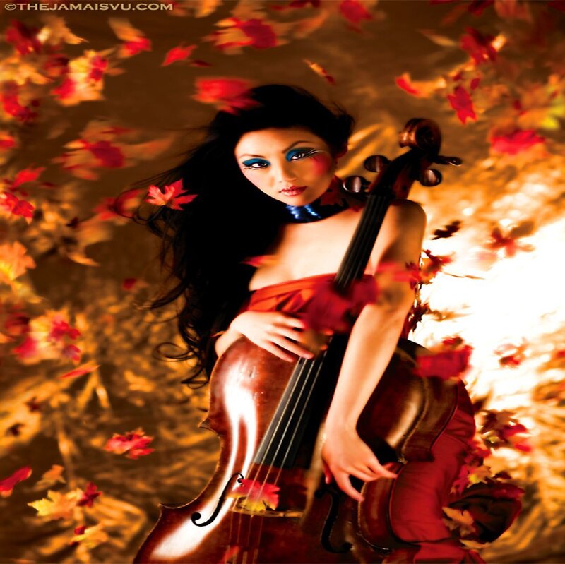 Woman with Cello — Red
