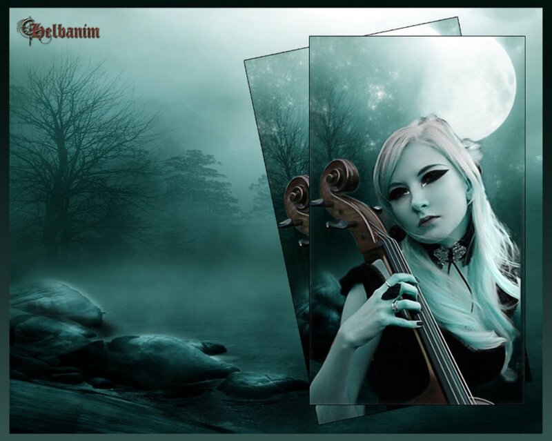Woman with Cello — Teal