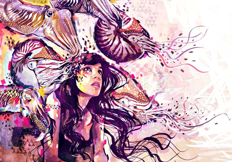 Woman with Cephalopods — Purple