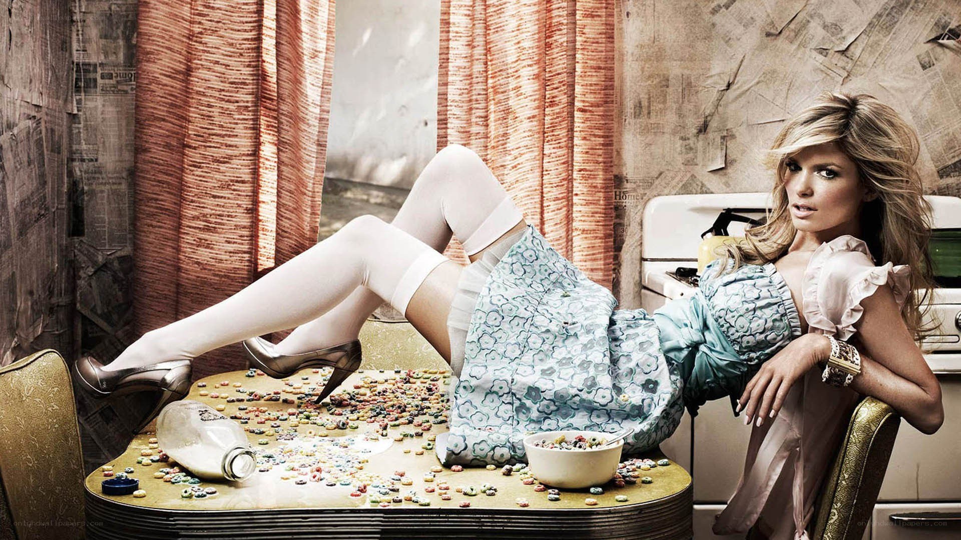woman with cereal mess