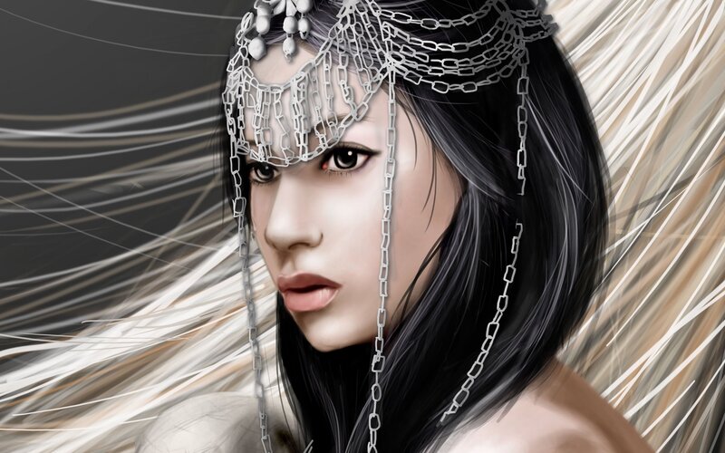 Woman with Chain Headpiece — Black
