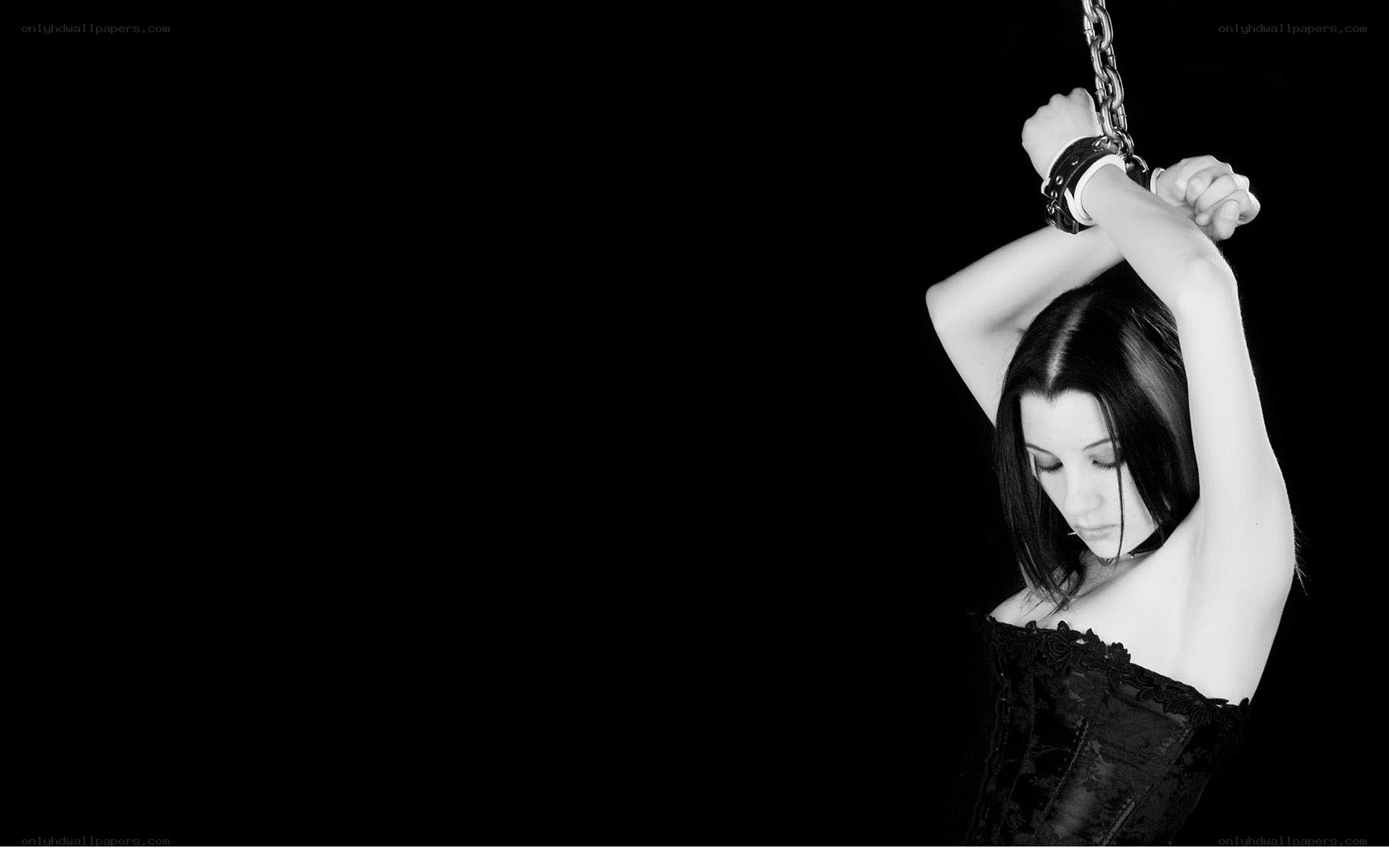 woman with chained hands