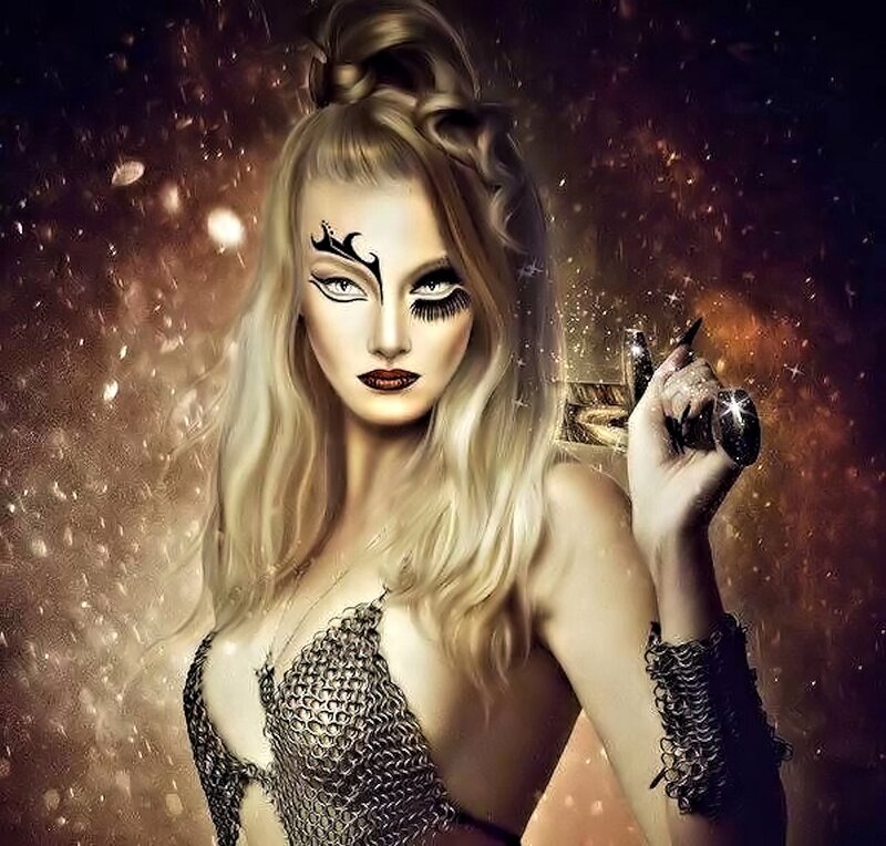 Woman with Chainmail Top