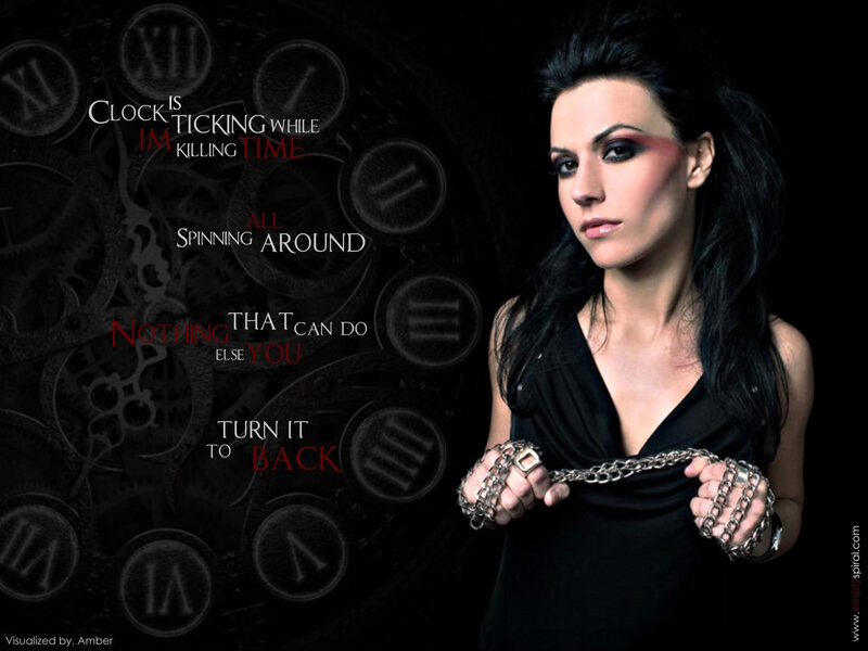 woman with chains and clock background