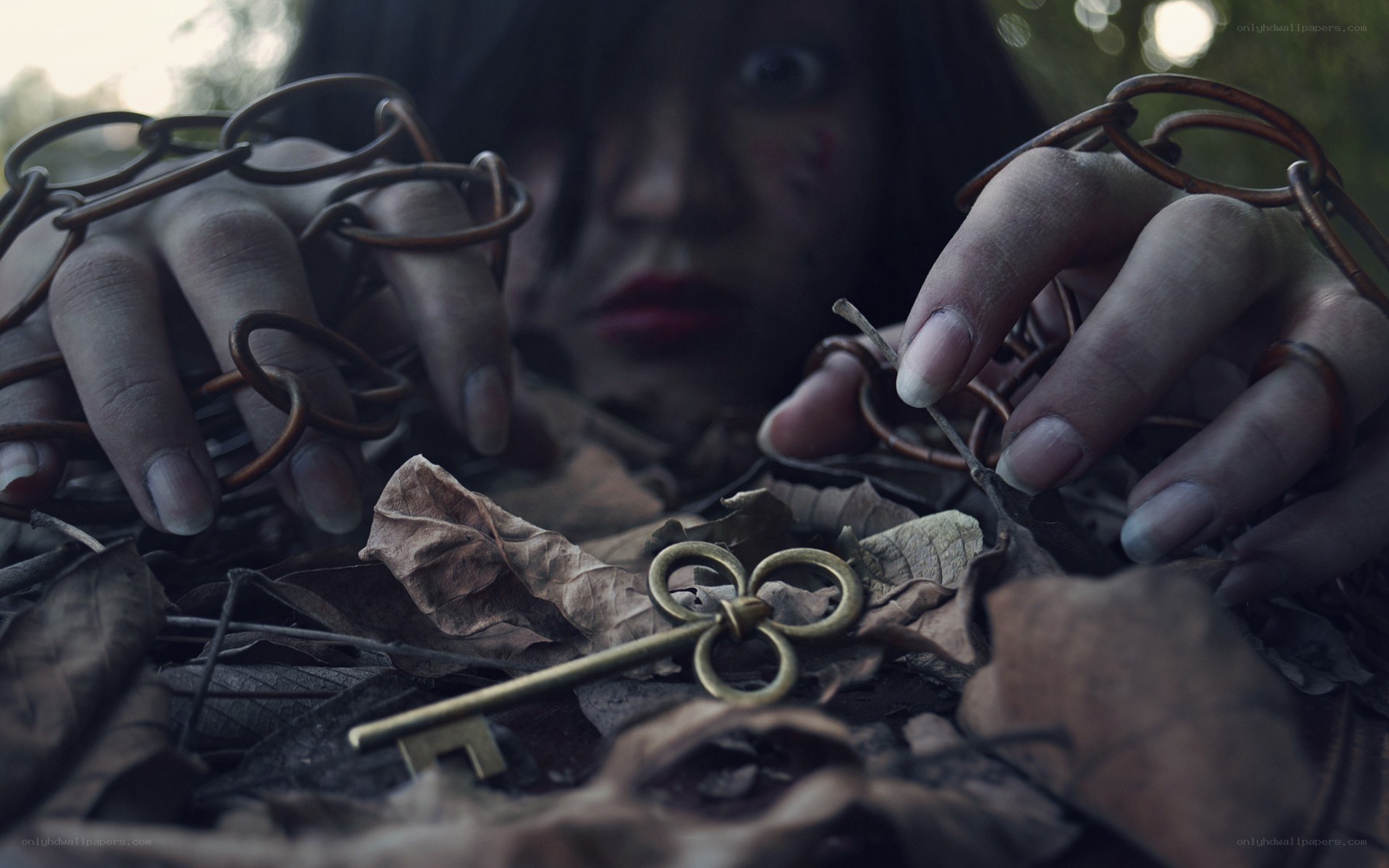 woman with chains and key