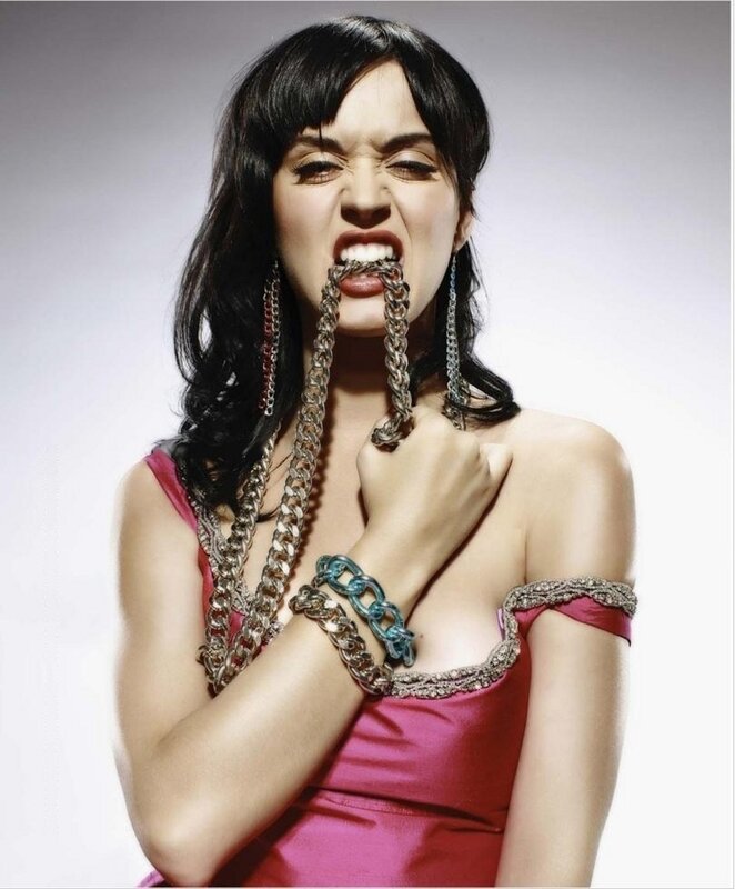 woman with chains in mouth