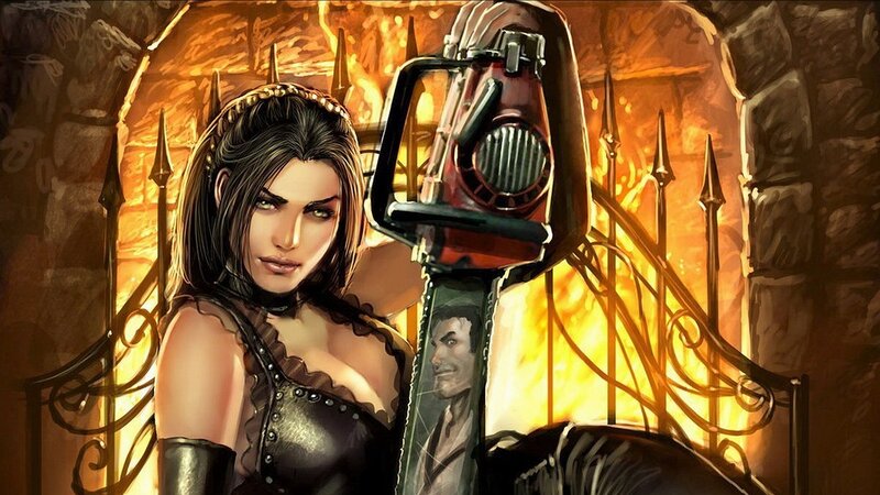 Woman with Chainsaw — Orange