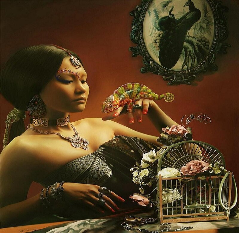 Woman with Chameleon