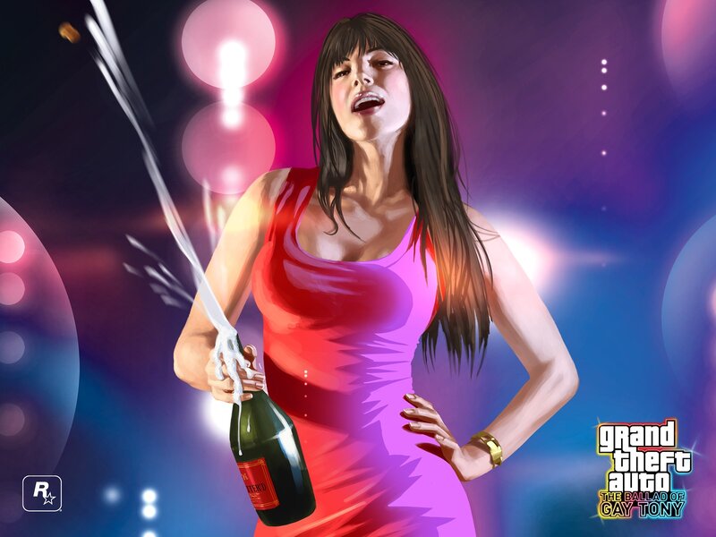 Woman with champagne bottle