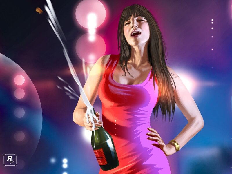 woman with champagne bottle