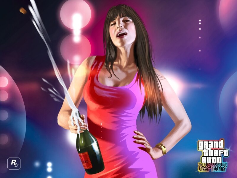 Woman with champagne bottle