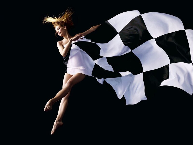 Woman with Checkered Flag