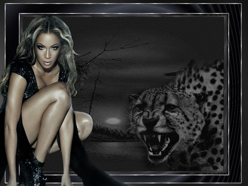 Woman with Cheetah — Black