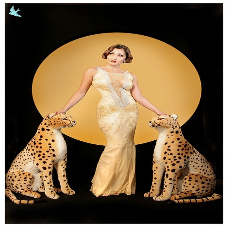 Woman with Cheetahs — Black