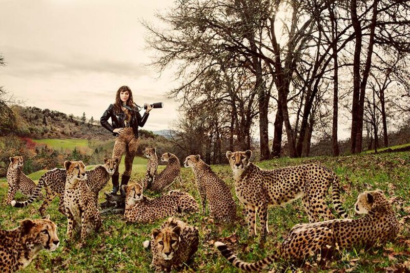 Woman with Cheetahs — Green
