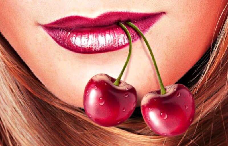 Woman with Cherries — Red