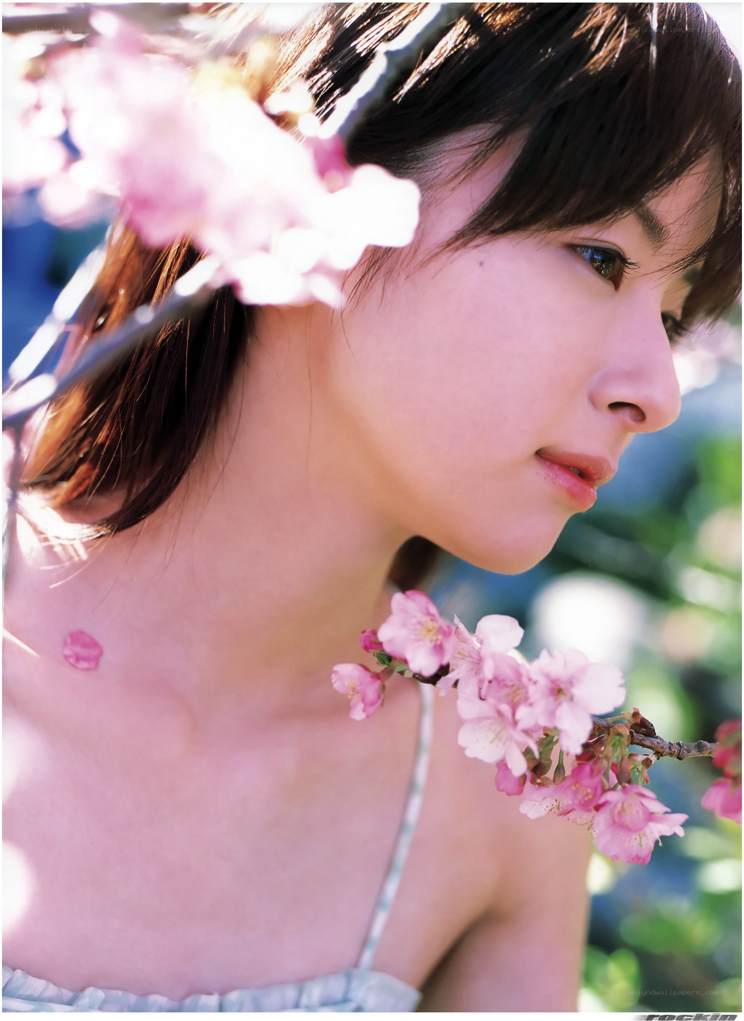 woman with cherry blossoms