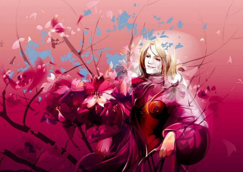 woman with cherry blossoms