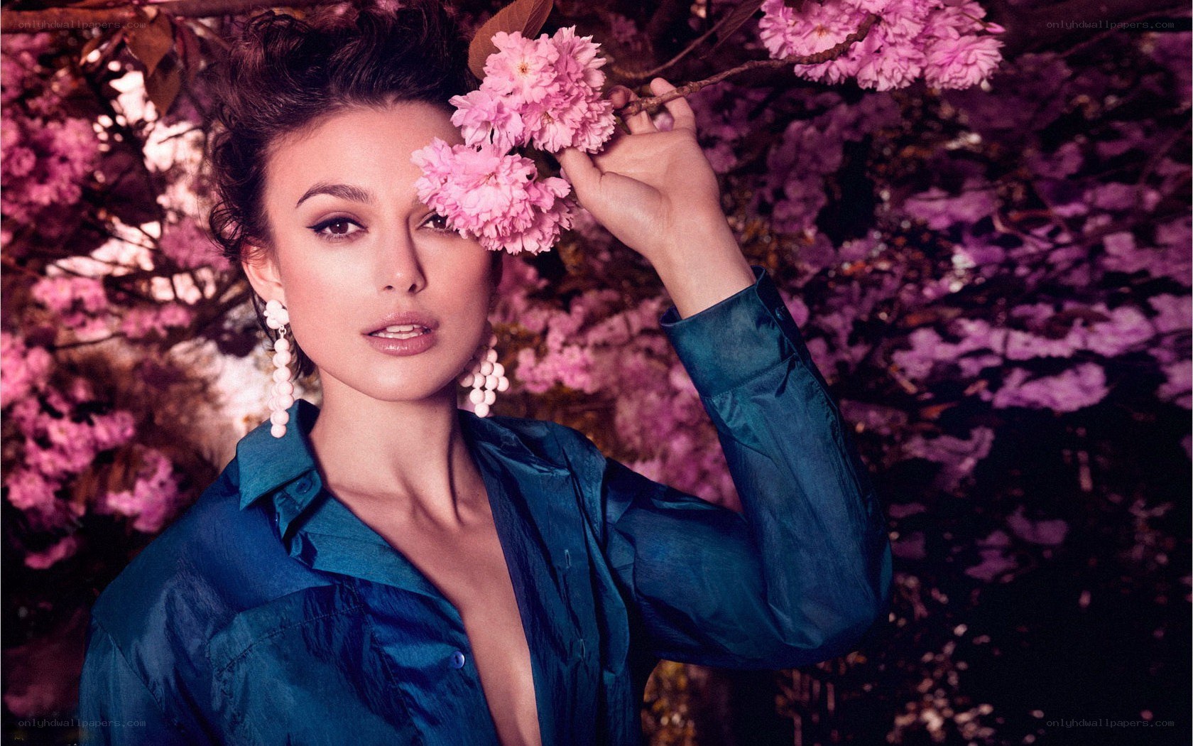 woman with cherry blossoms