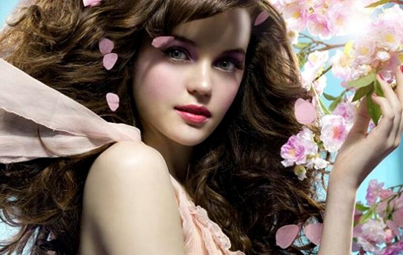 Woman with Cherry Blossoms — Pink, Serene, Spring