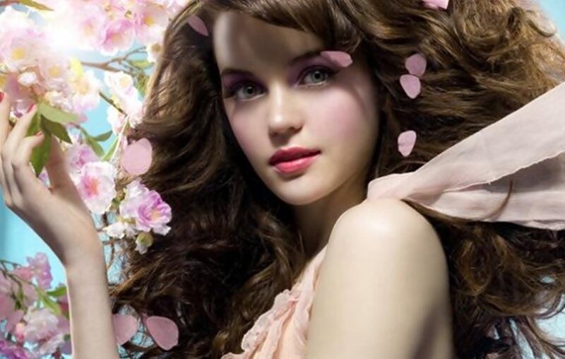 Woman with Cherry Blossoms — Pink