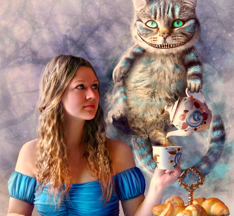 woman with cheshire cat