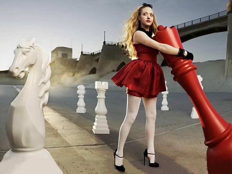 Woman with Chess Pieces — Red