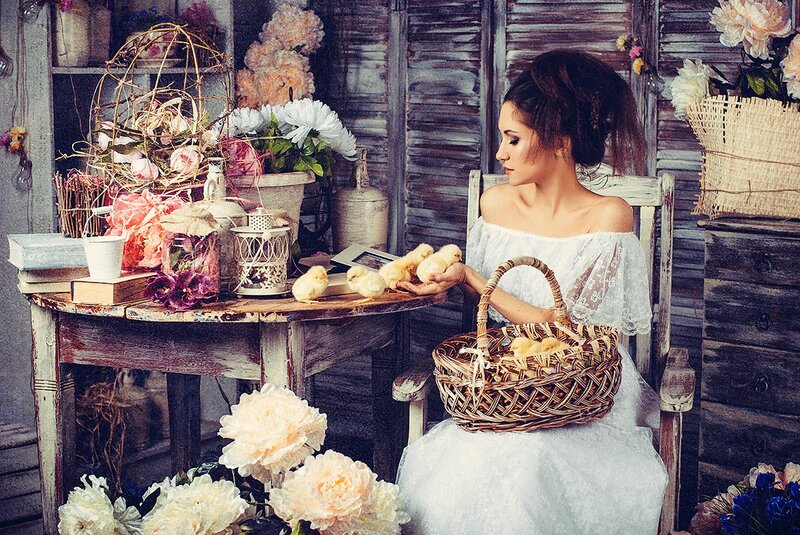 Woman with Chicks