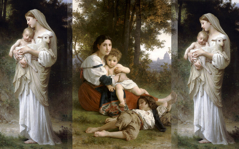 Woman with Children and Lamb