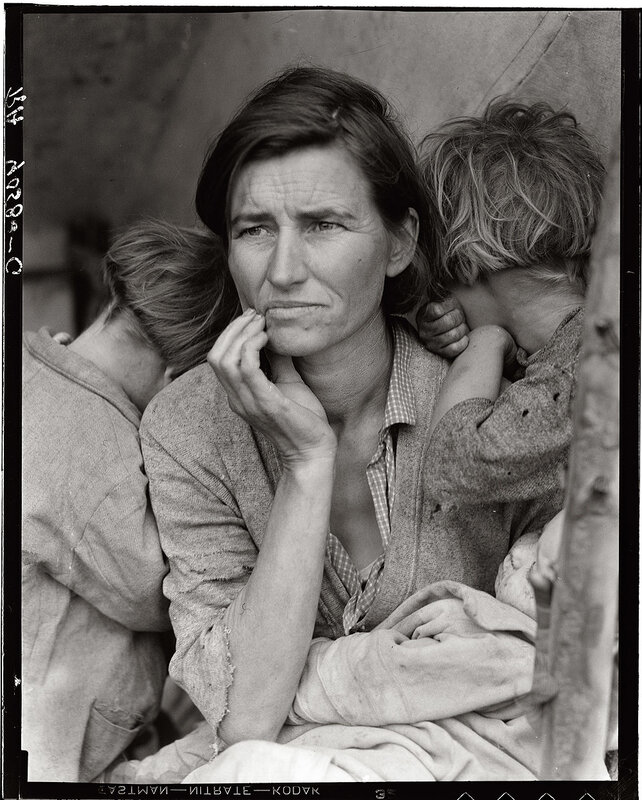 Woman with children in tent