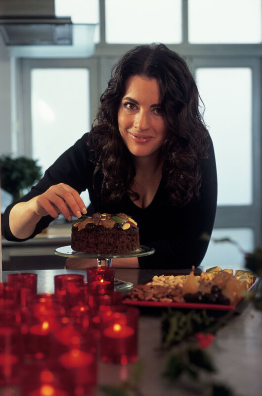 Woman with chocolate cake