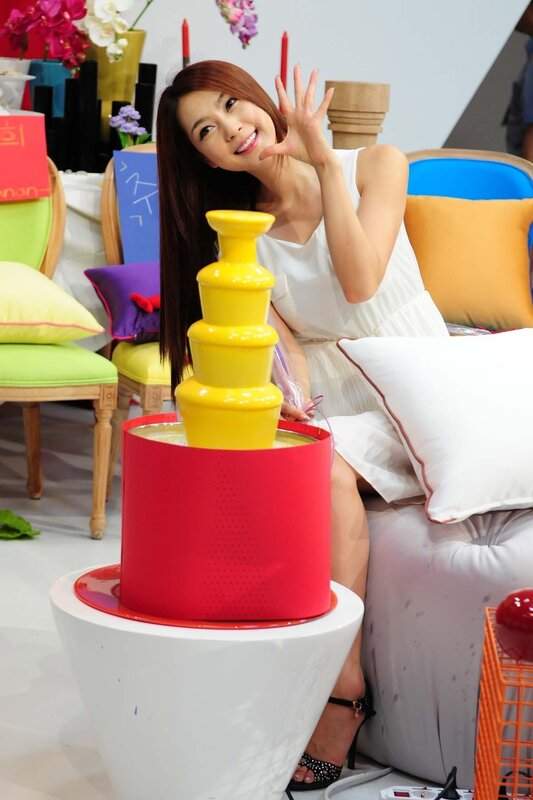 Woman with chocolate fountain