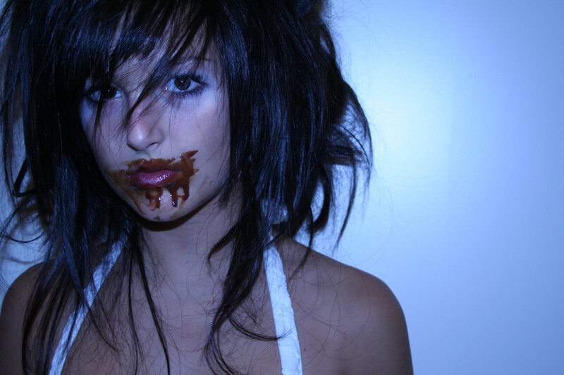 woman with chocolate on face