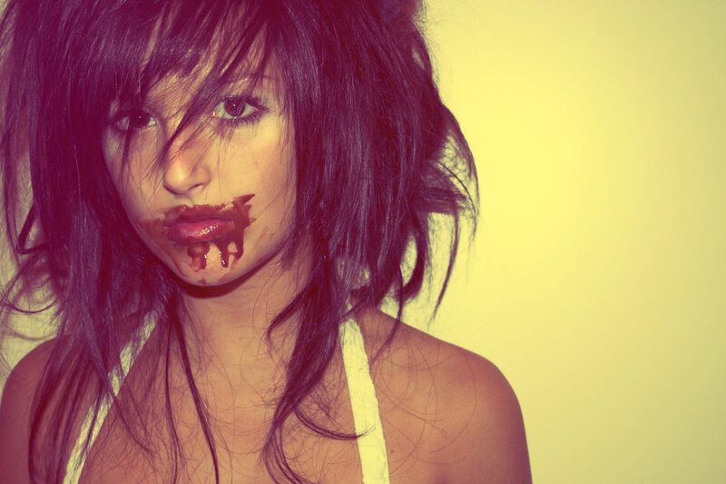 woman with chocolate on face
