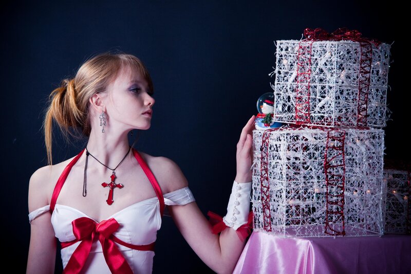 Woman with Christmas gift