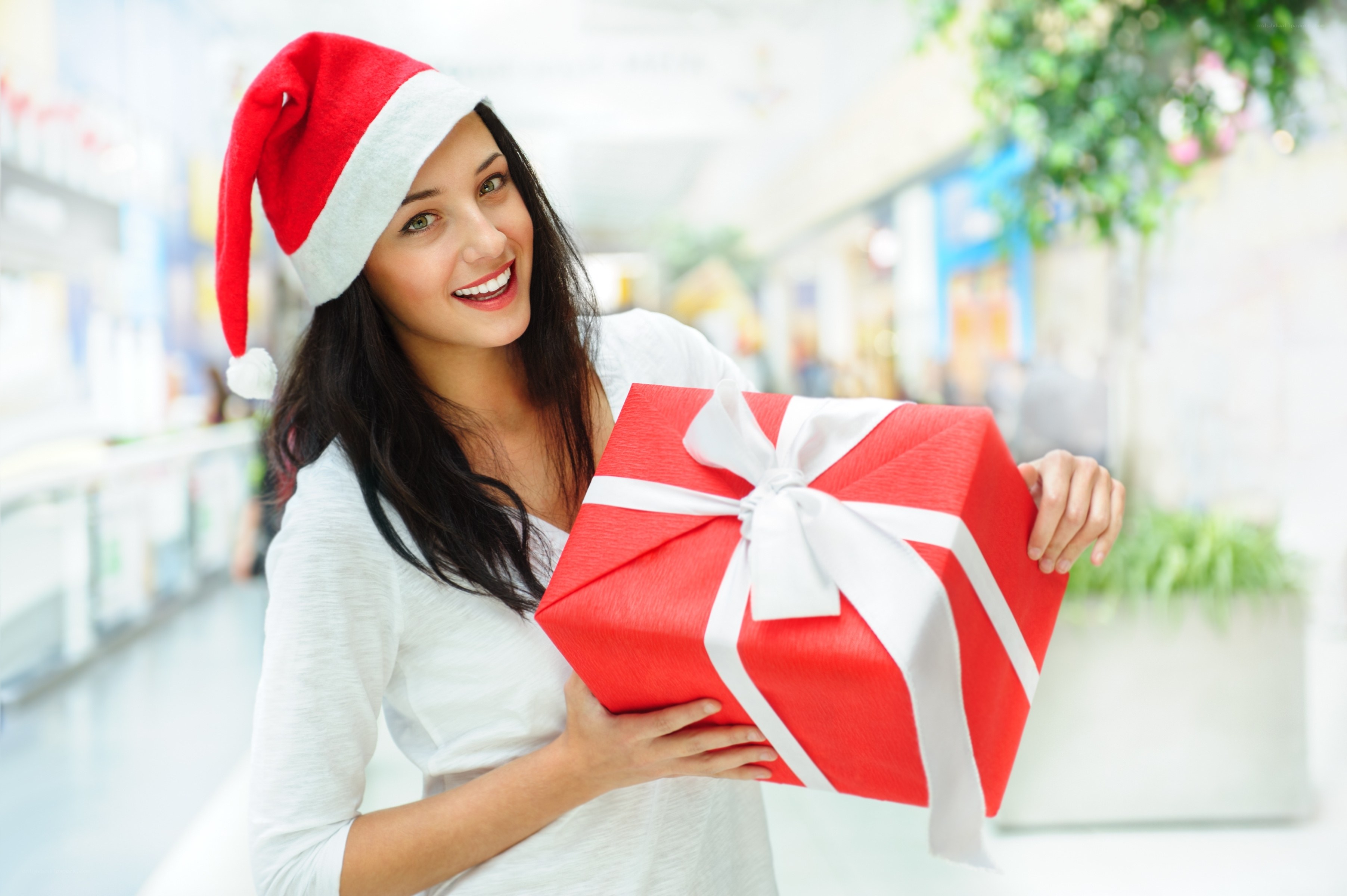 Woman with Christmas gift