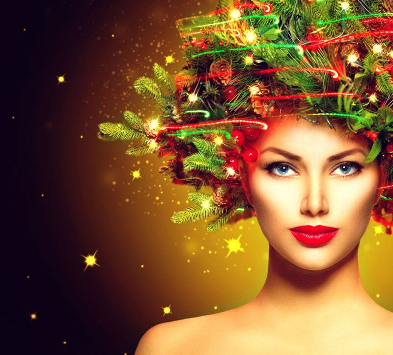 Woman with Christmas Tree Crown