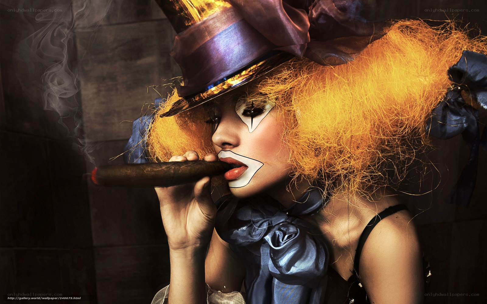 woman with cigar and hat