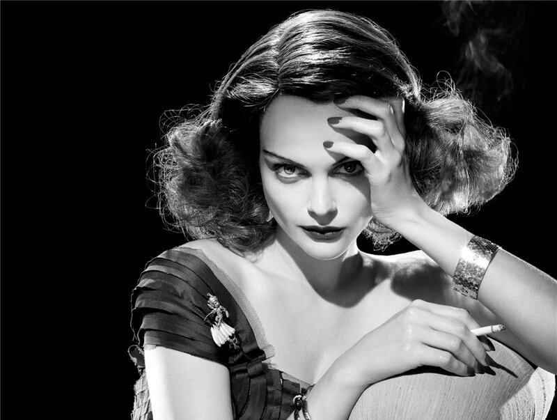 Woman with Cigarette — Black, Dramatic, Photograph, Hand
