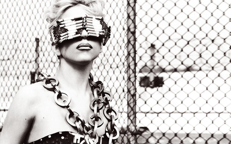 woman with cigarette blindfold