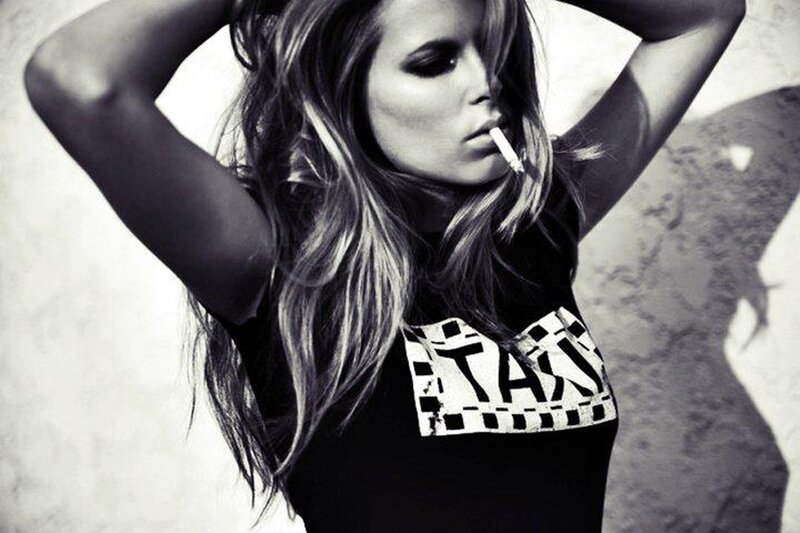 woman with cigarette in black and white